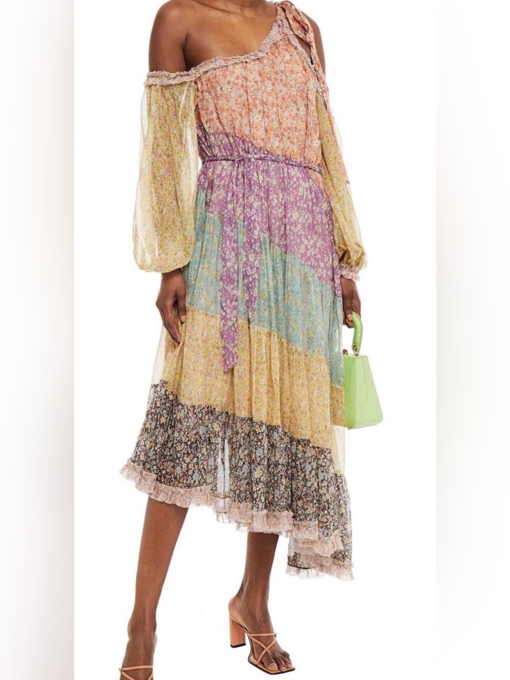 ZIMMERMANN 100% AUTHENTIC SILK AU 2 US 8 DRESS COLD SHOULDER $795 WORN 1X!